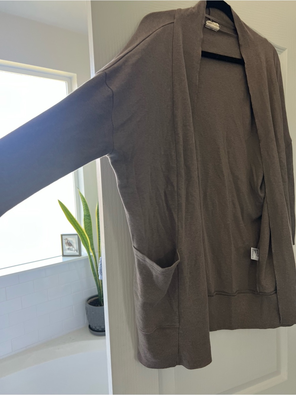 Pact airplane cardigan Open-Front Cardigan in Taupe - Picture 5 of 7